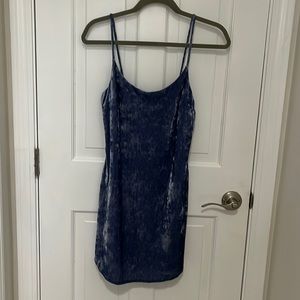NEVER WORN - Steel Blue Velvet Shift Dress